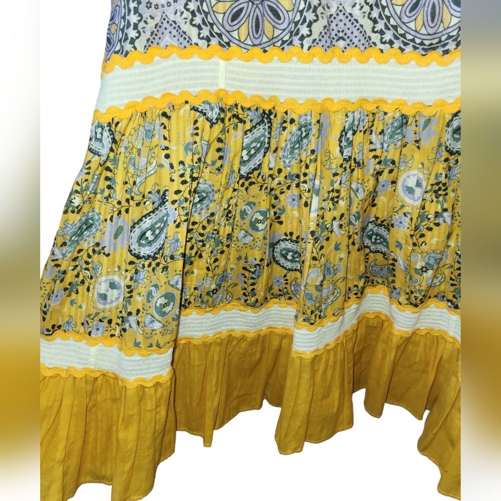 Anthropologie Blue and Yellow Patterned Dress - Picture 3 of 6